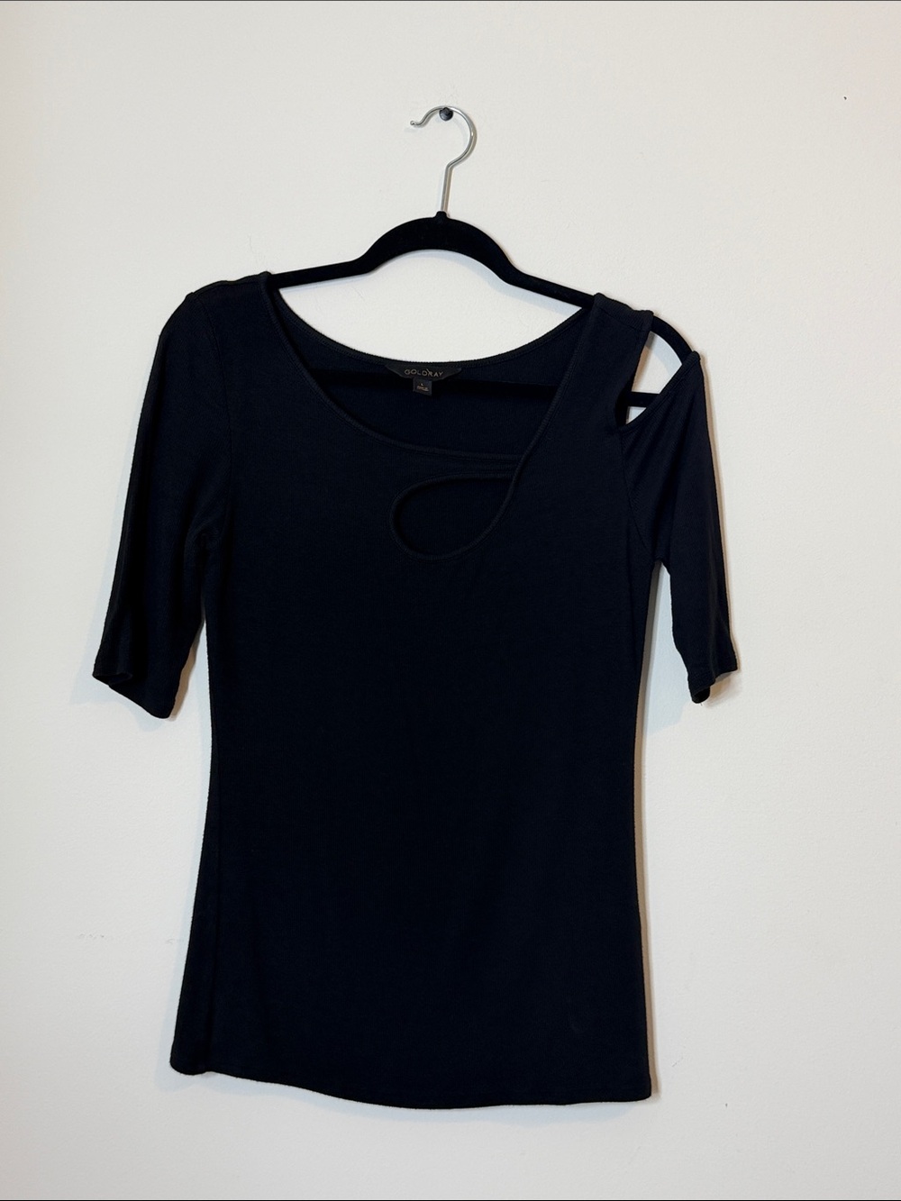 Goldray Black Cutout Asymmetrical Top – Size L